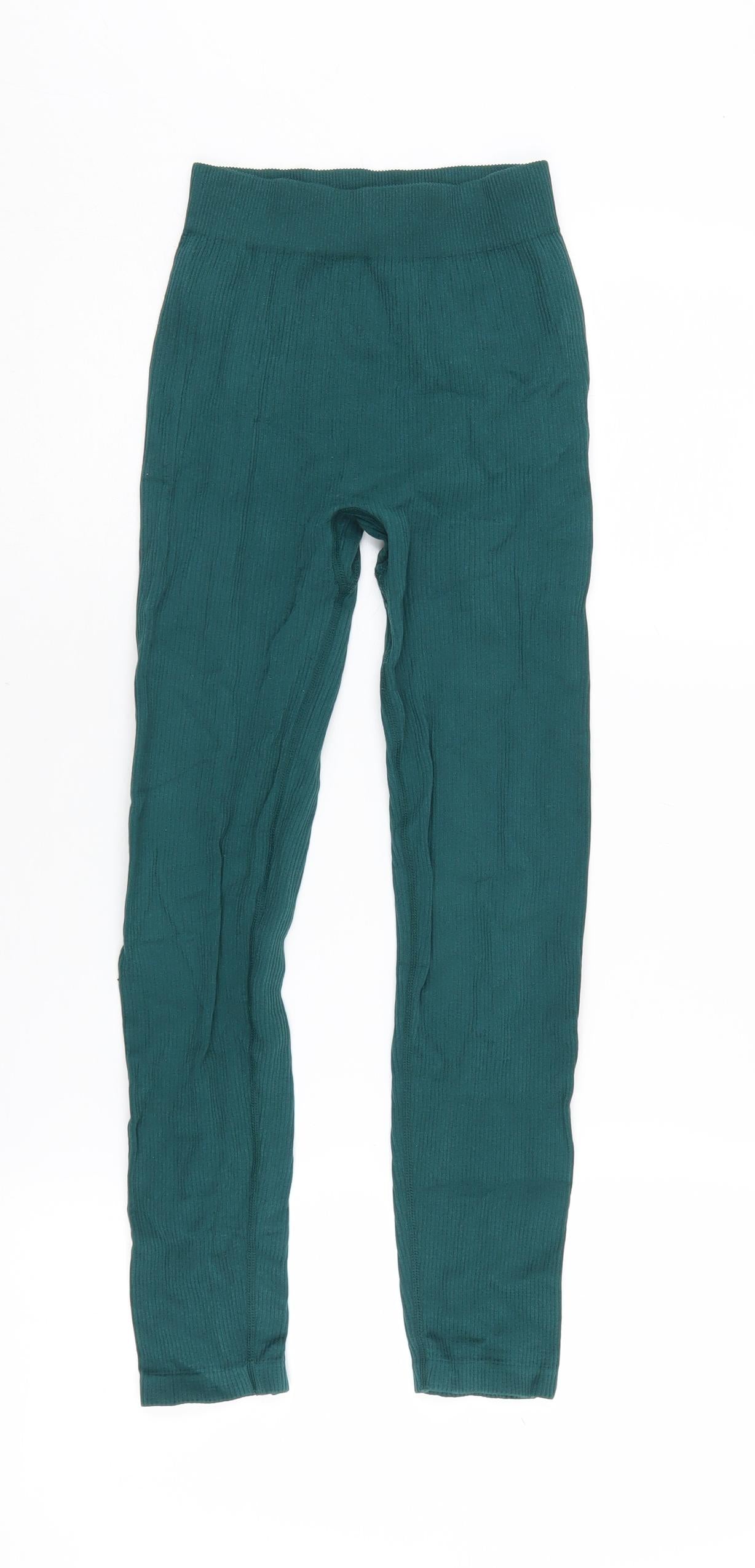 Womens UK Size XS Zara  Ankle Green Leggings