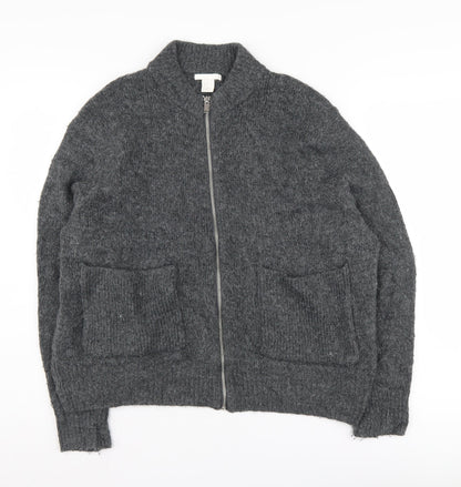 Womens UK Size XS H&M Grey Full Zip Jumper