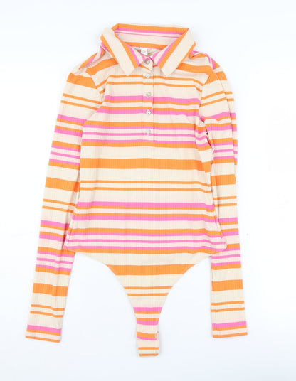 H&M Women's Multicoloured Striped Bodysuit Size 10