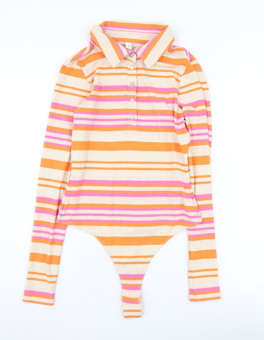 H&M Women's Multicoloured Striped Bodysuit Size 10