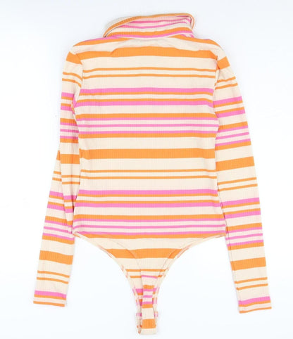 H&M Women's Multicoloured Striped Bodysuit Size 10