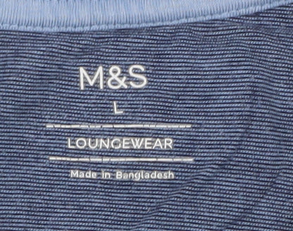 Marks and Spencer Men's Blue Colourblock T-Shirt L
