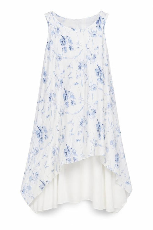 Front view of Izabel London White Floral Asymmetric Dress, size 8