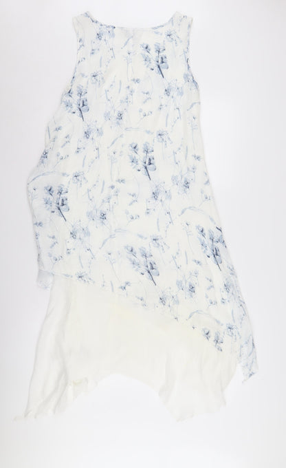 Izabel London White Floral Asymmetric Dress Size 8