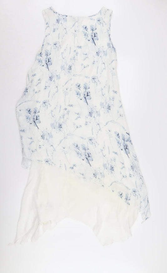 Izabel London White Floral Asymmetric Dress Size 8