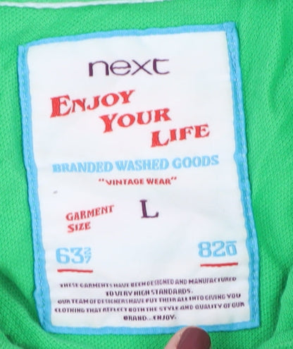 Next Men's Green Polo, Size L, Vintage Style