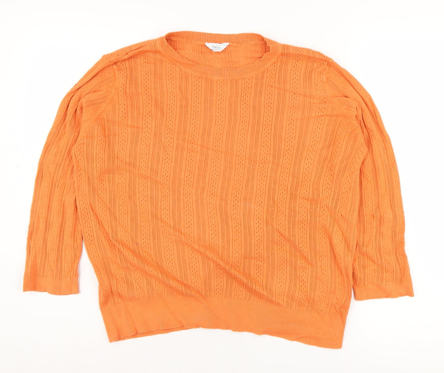 Womens UK Size 16 M&Co Orange Pullover Jumper