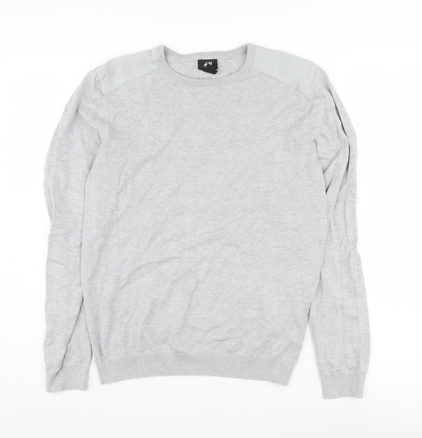 H&M Men's Grey Cotton Pullover Jumper Size S