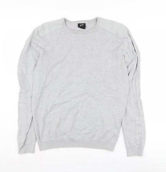 H&M Men's Grey Cotton Pullover Jumper Size S
