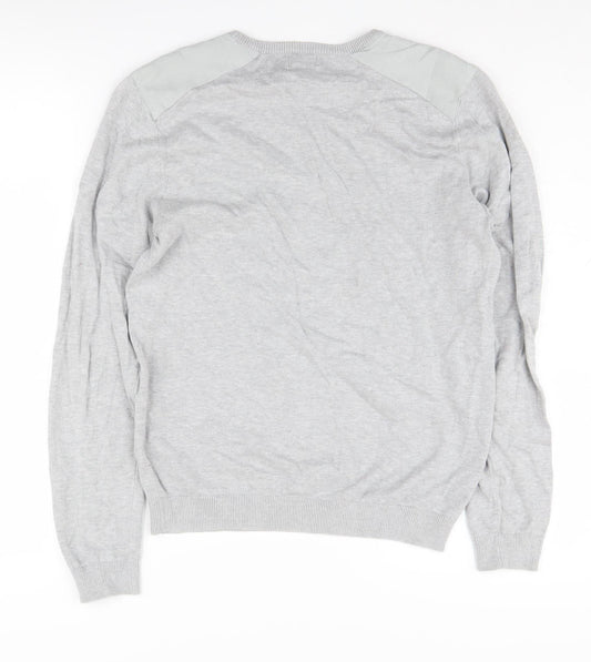 H&M Men's Grey Cotton Pullover Jumper Size S