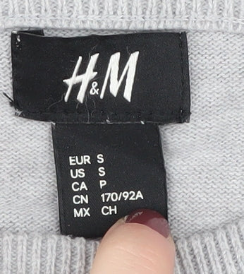 H&M Men's Grey Cotton Pullover Jumper Size S
