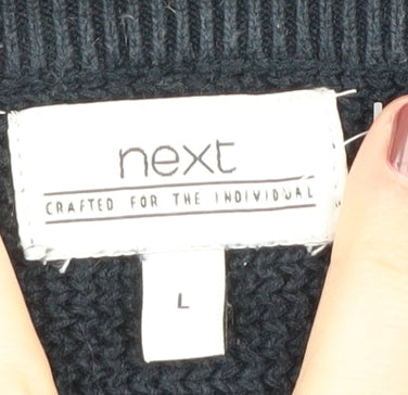Next Men's Black Pullover Jumper L - Cotton Blend