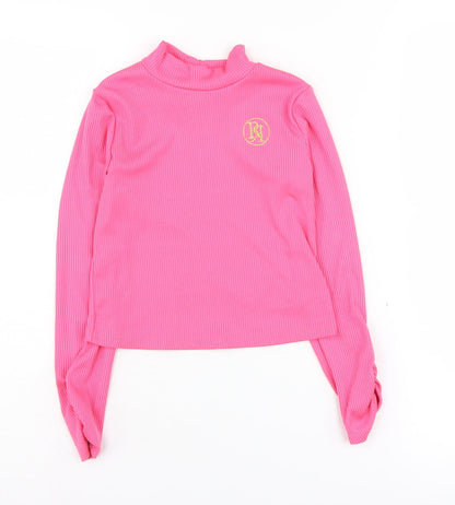 River Island Girls Pink Pullover Top 7-8 Years Casual Knit