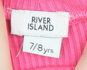 River Island Girls Pink Pullover Top 7-8 Years Casual Knit
