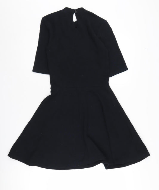 Topshop Women's Black Fit & Flare Dress Size 8