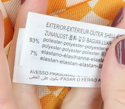 Bershka Women's Orange Check Camisole Top Size 12