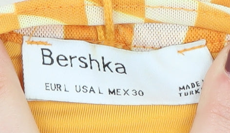 Bershka Women's Orange Check Camisole Top Size 12