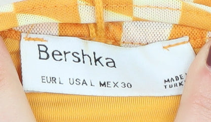Bershka Women's Orange Check Camisole Top Size 12