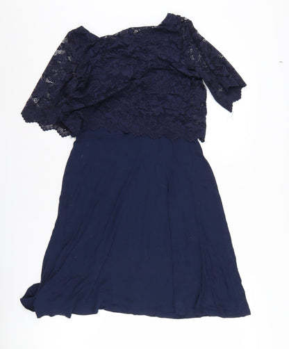 H&M Women's Blue A-Line Maternity Lace Dress