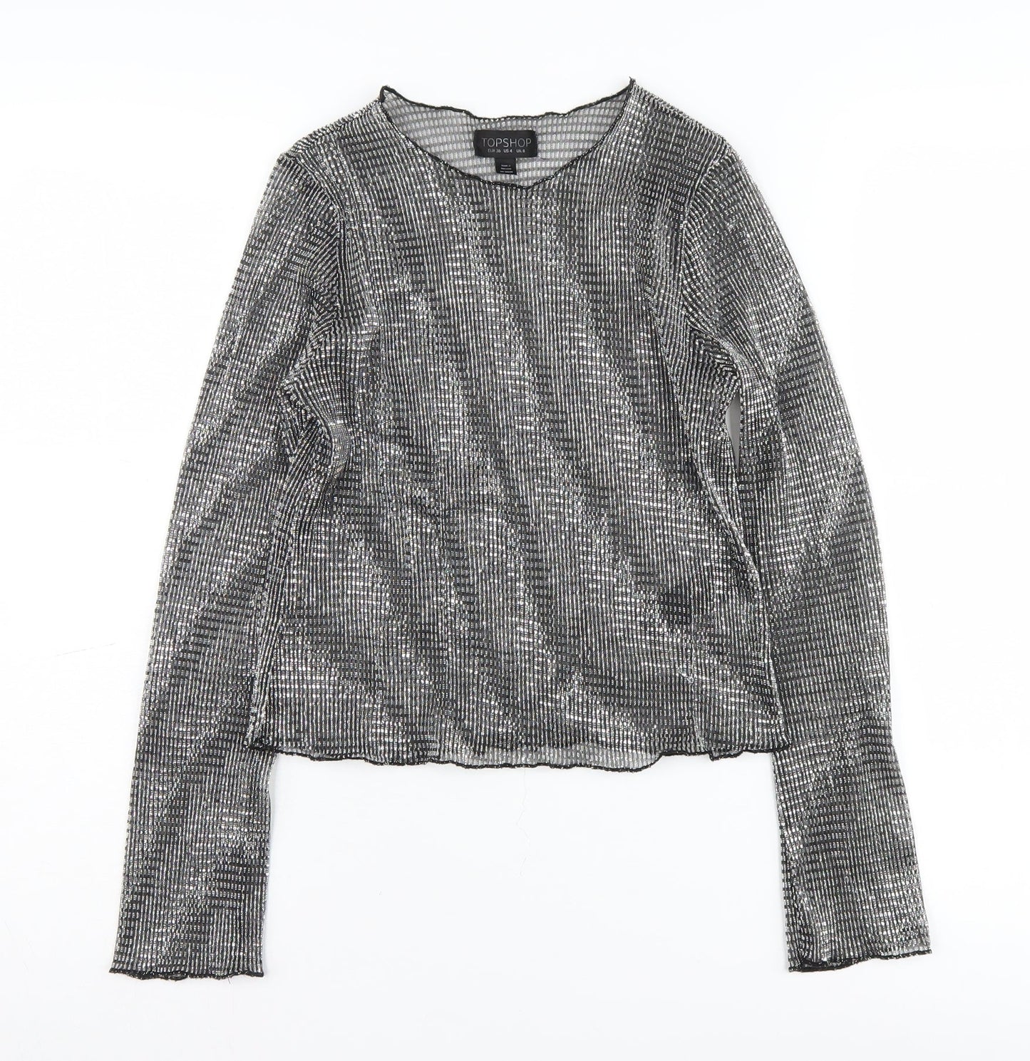 Womens UK Size 8 Topshop Black Cropped Blouse
