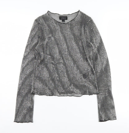 Womens UK Size 8 Topshop Black Cropped Blouse