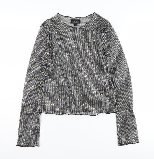 Womens UK Size 8 Topshop Black Cropped Blouse
