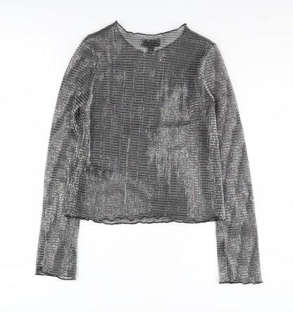 Womens UK Size 8 Topshop Black Cropped Blouse