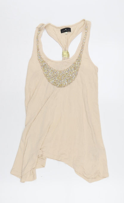 Womens UK Size 8 River Island Beige Basic Tank