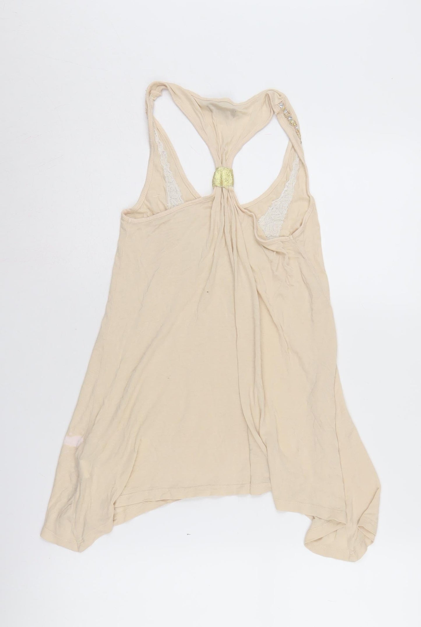 Womens UK Size 8 River Island Beige Basic Tank