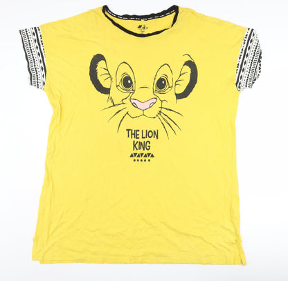Womens UK Size XL Disney Yellow Basic T-Shirt