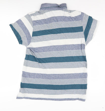 Pierre Cardin Men's Blue Striped Polo Shirt L