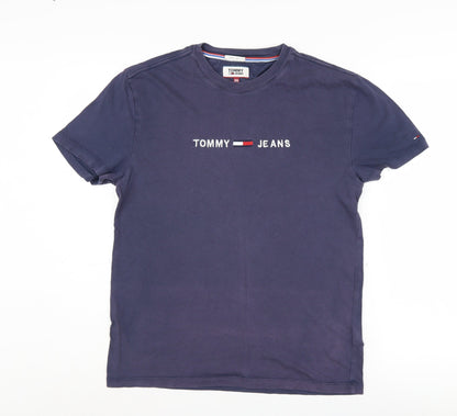 Tommy Jeans Men's Blue XS T-Shirt Crew Neck Logo Solid
