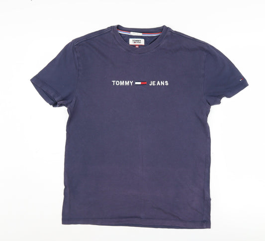 Tommy Jeans Men's Blue XS T-Shirt Crew Neck Logo Solid