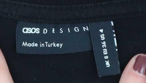 Womens UK Size 8 ASOS DESIGN Black Basic T-Shirt