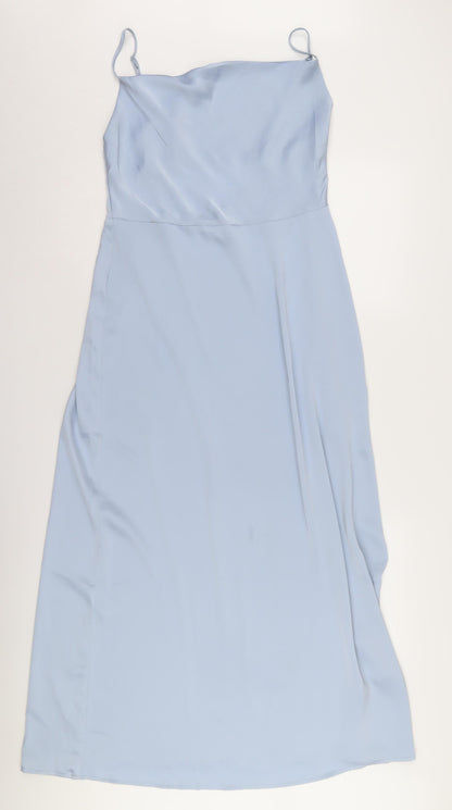 VILA Women's Blue Slip Dress UK 14 Summer Midi