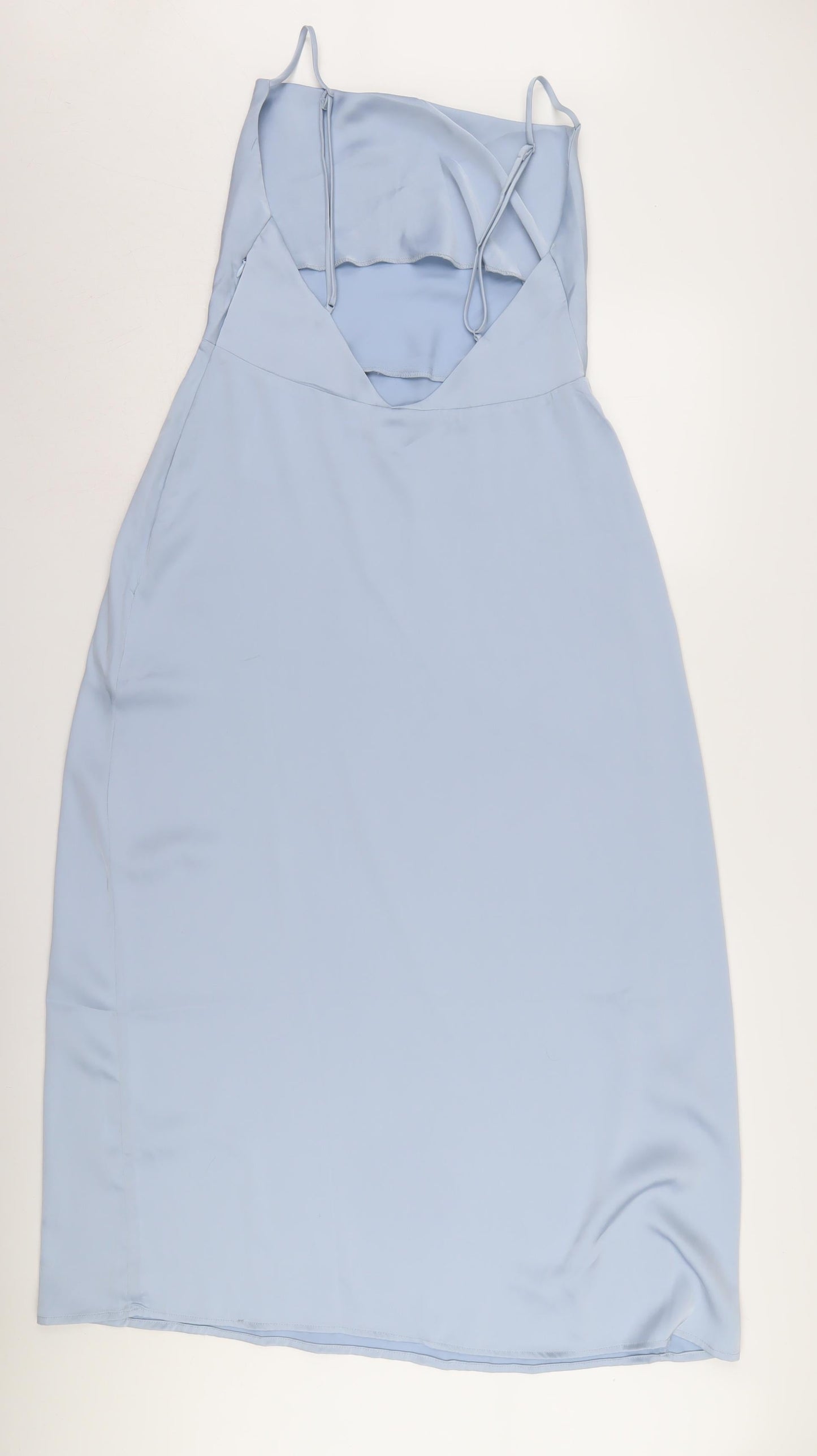 VILA Women's Blue Slip Dress UK 14 Summer Midi