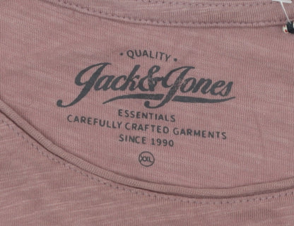 Unisex Adults UK Size 2XL JACK & JONES Pink Basic T-Shirt