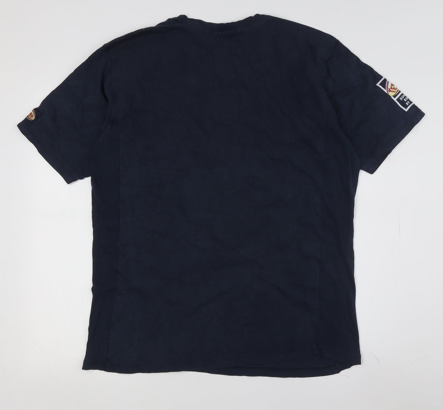 Tetley's Men's Blue Graphic T-Shirt L Vintage Crew Neck