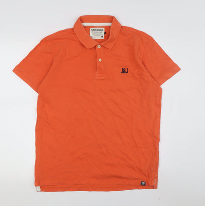 Jack & Jones Men's Orange Polo Shirt L Short Sleeve