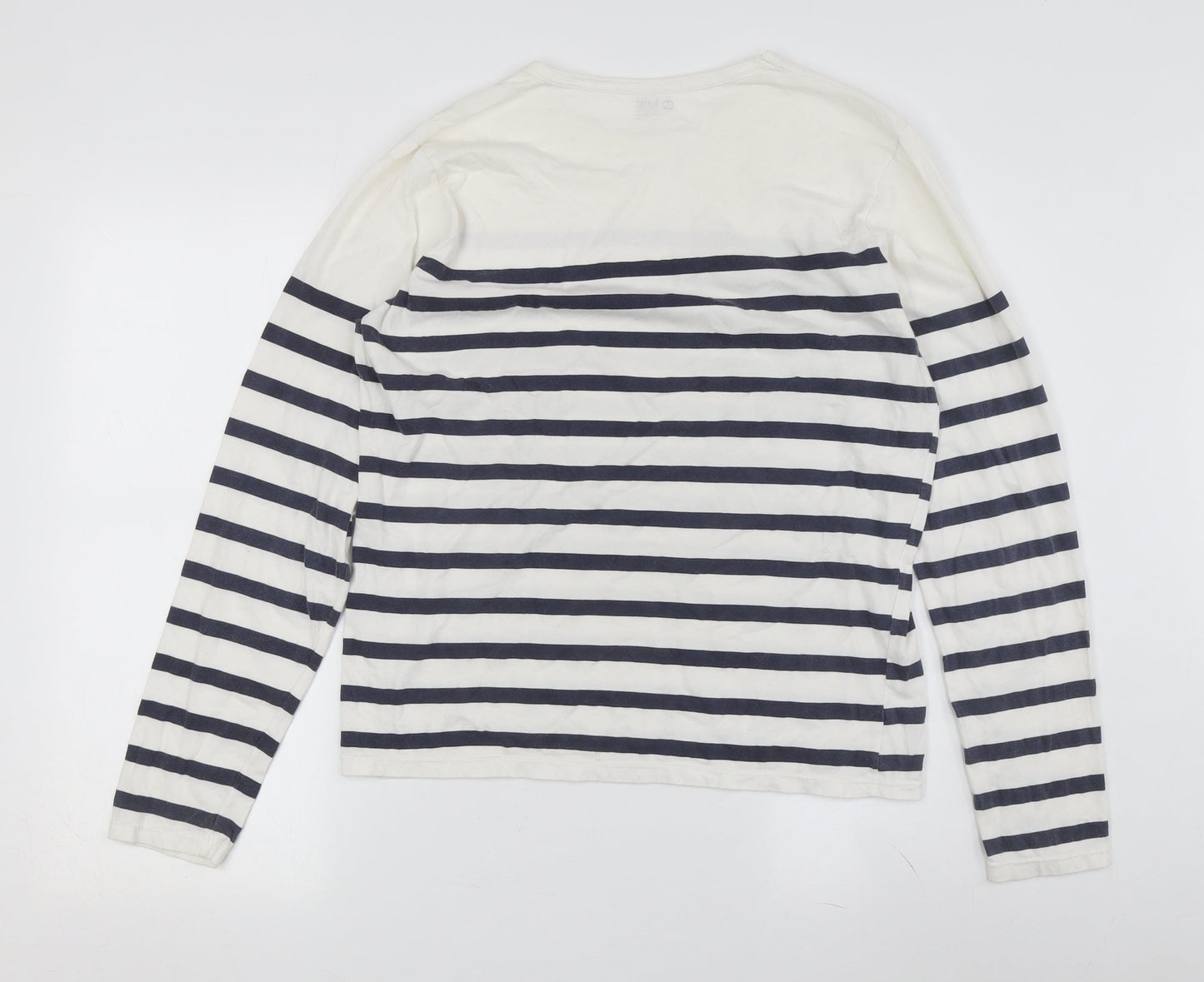 Laie Unisex White Striped Long Sleeve T-Shirt M