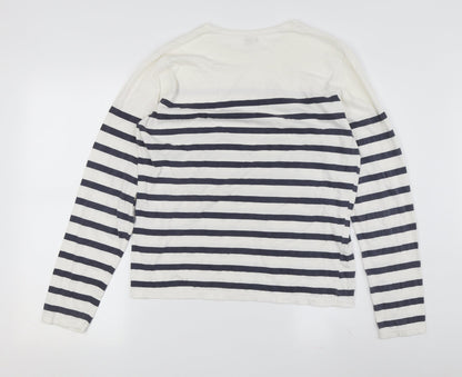 Laie Unisex White Striped Long Sleeve T-Shirt M