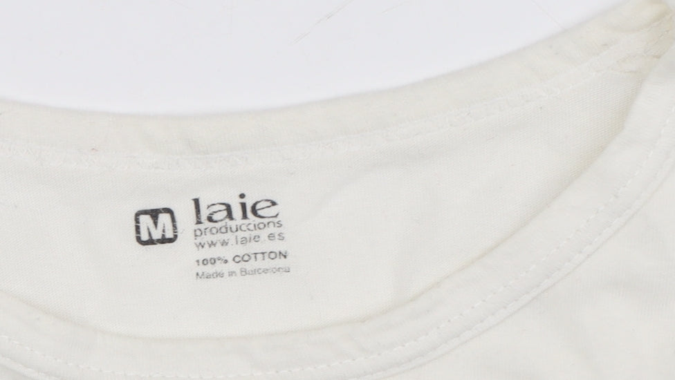 Laie Unisex White Striped Long Sleeve T-Shirt M