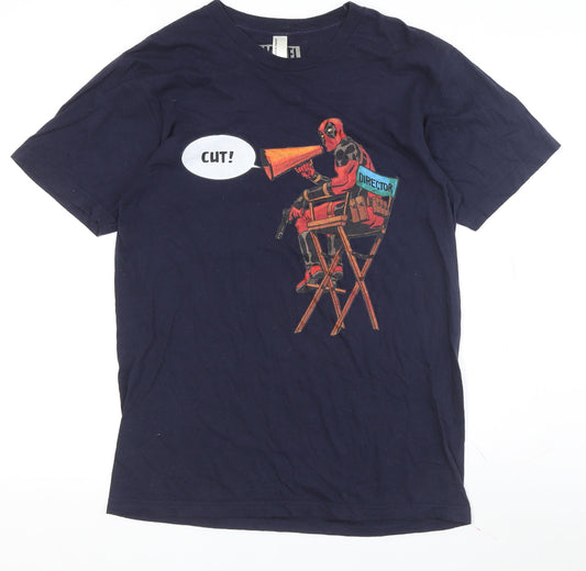 Marvel Men's Medium Navy Deadpool Graphic Tee