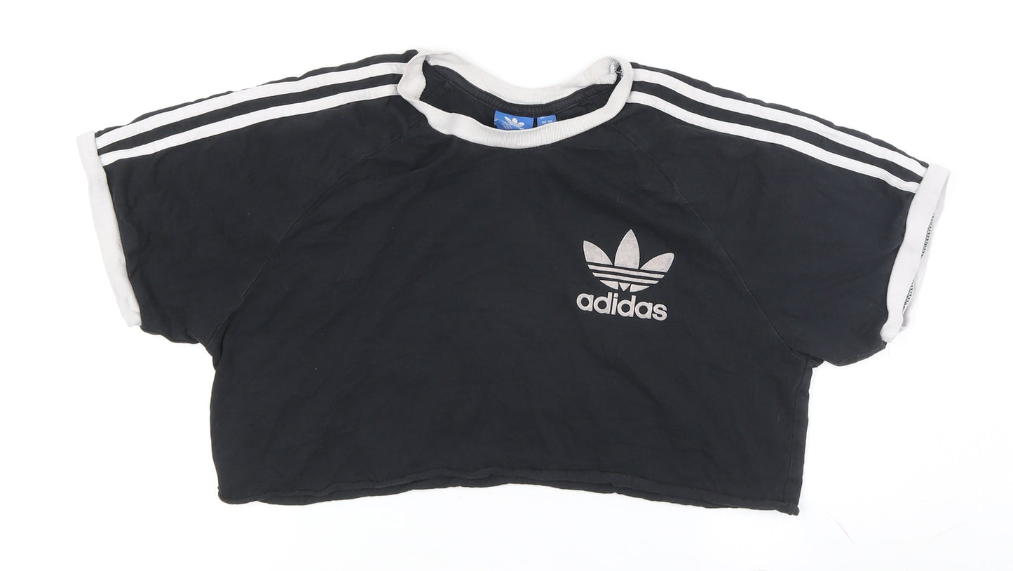 Unisex Adults UK Size L adidas Black Cropped T-Shirt