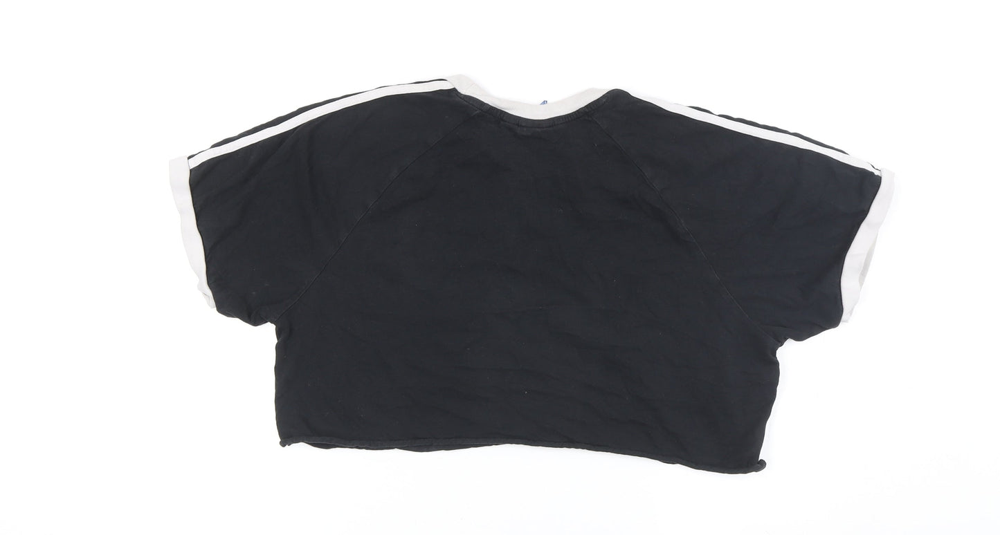Unisex Adults UK Size L adidas Black Cropped T-Shirt