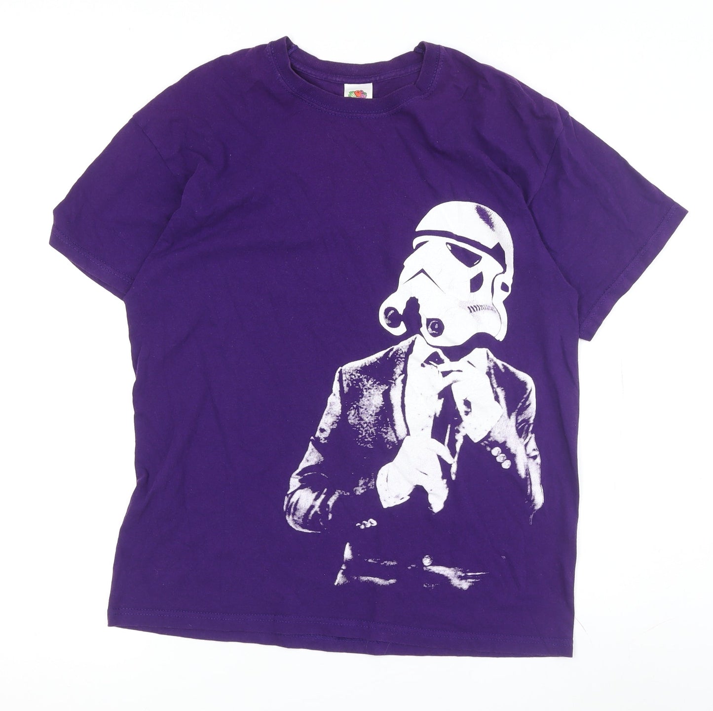 Unisex Adults UK Size M Fruit of the Loom Purple Basic T-Shirt