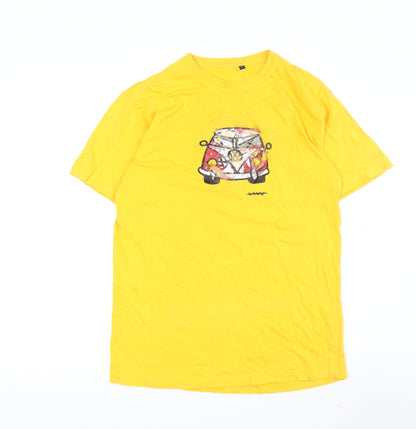 AZ VIP-ZONE Men's Yellow Transport Graphic L Cotton T-Shirt