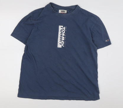 Tommy Jeans Men's Blue Graphic T-Shirt, M, Crew Neck