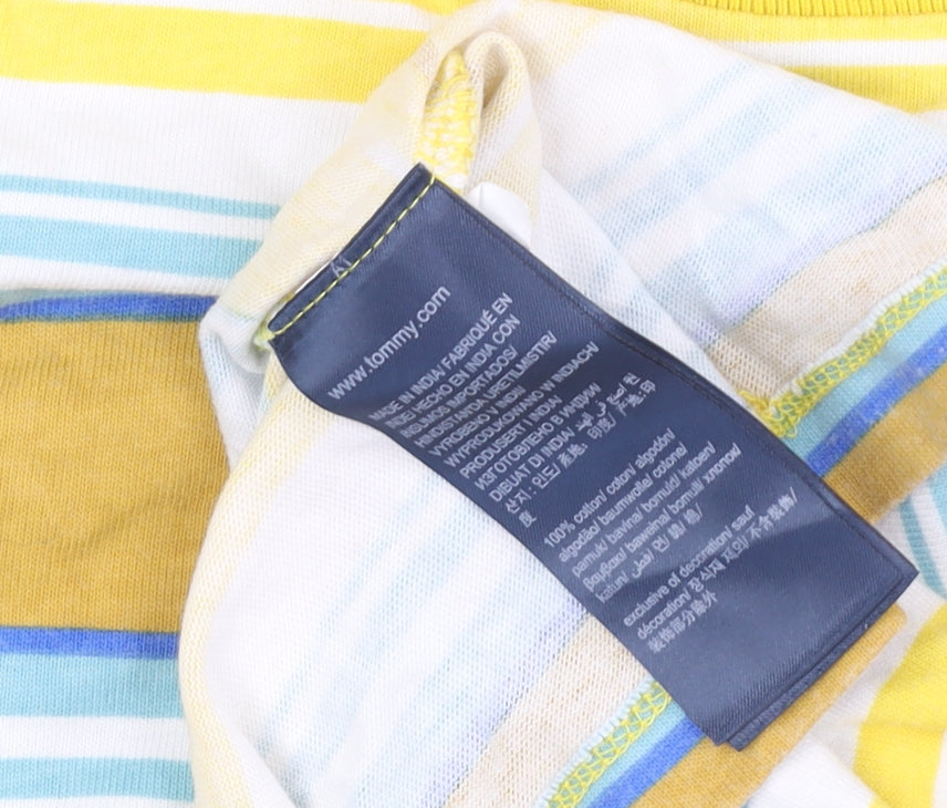 Tommy Jeans Men's Yellow Striped T-Shirt - Size S