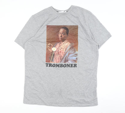 Netflix Men's Grey Graphic T-Shirt, Size L, Crew Neck